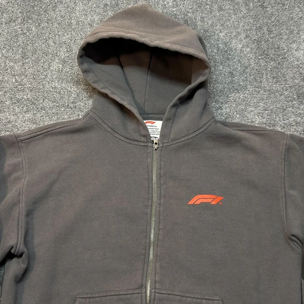 Formula 1 Hoodie Mens Medium Gray Racing Sweatshirt Full Zip Pacsun F1